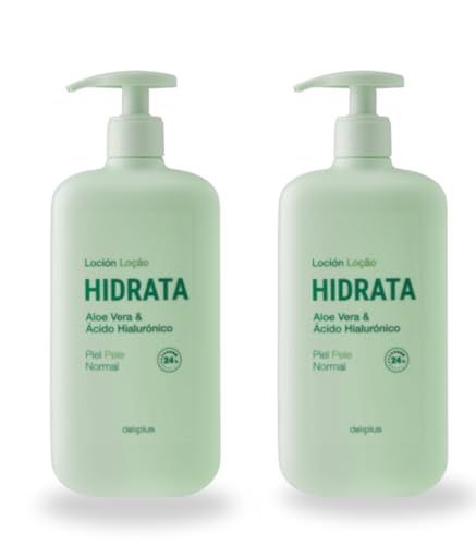 Dliplus Loción Corporal Hidratante con Aloe Vera y Ácido Hialurónico, Piel Normal, 600 ml, Pack de 2