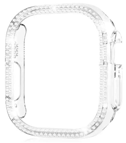 Image of AMiRiTE ADS134 Bling Diamond Rhinestone Ony Bumper Watch Case Cover Without Glass Compatible with Apple iWatch Series 49mm Ultra /Ultra 2 (Transparent, 49MM Diamond CASE [ Without Glass ])
