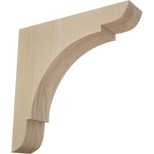Ekena Millwork BKTW01X08X08OLRW Medium Olympic Wood Wood Brackets 1 3/4W x 8D x 8H  Rubberwood