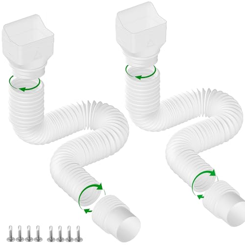 Binazon 2 Pack White-Rain Gutter Downspout Extensions, Downspout Extender for Rainwater Drainage Flexible, Down Spout Drain Extension Pipe, Extendable from 21 to 62 Inches (Fit 3