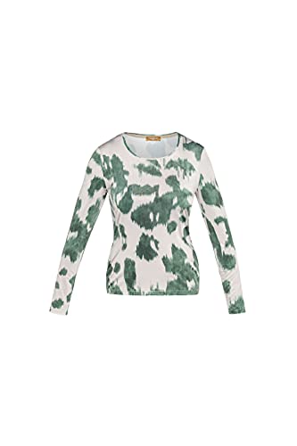 NAULOVER | Top Manga Larga Cuello Caja Estampado Tie Dye (Verde, 42)
