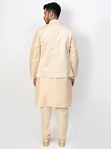 Image of Uri and MacKenzie Men's Silk Blend Kurta Pyjama with Stylish Embroidered Ethnic Jacket