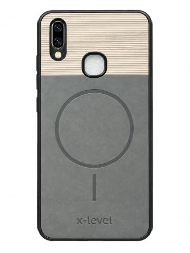 Image of Bintage Dual-Leather Mac Safe Design Phone Case| Soft Touch Finish | Full Camera Protectection Back Cover Compatible for Vivo 1807 / Vivo Y95 / Y91 / Y93 - White & Matelic Grey