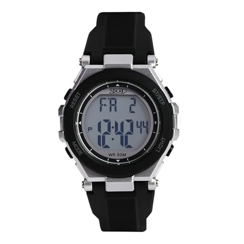 Image of Zoop Digital Watch with Silver Case, Digital Dial & Black Strap for Boys Kids, from House of Titan - 16047PP03