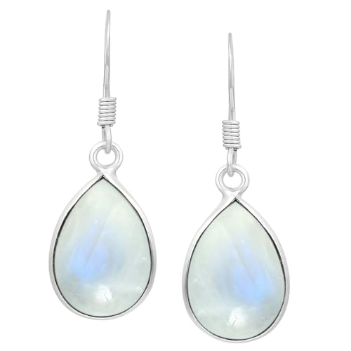 14k Yellow Gold Plated & Silver Plated Natural Gemstone Dangle Earrings for Women - Pear Shape Light Weight Trendy Birthstone Handmade Dangle & Drop Earrings Jewelry - Gifts for Her