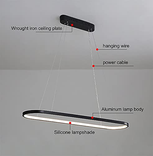 Lampe suspendue LED dimmable noire avec télécommande pour éclairage de table à manger