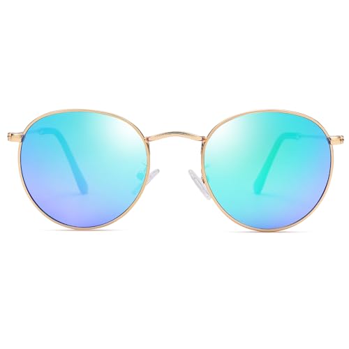NULOOQ Round Polarized Sunglasses for Women – Classic Retro Small Metal Frame Sun Glasses UV Protection