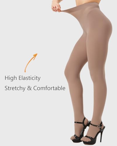 Image of DUCMODA Womens 80 Denier Opaque Tights, Women's Soft Solid Color Footed Pantyhose, High Waist Stocking with 30+ Colors