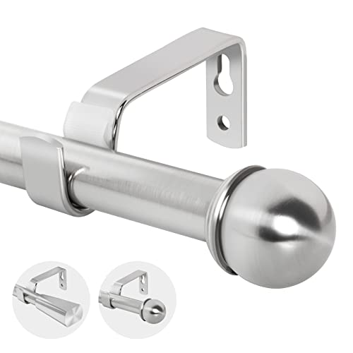 Eson Casa Vorhangstange ausziehbar 210-310cm, Dia 16/19mm Verstellbare Metall-Gardinenstange mit Kugelenden für Ösenvorhänge, Elegante Modern Dekorative Fensterstange, Nickel gebürstet