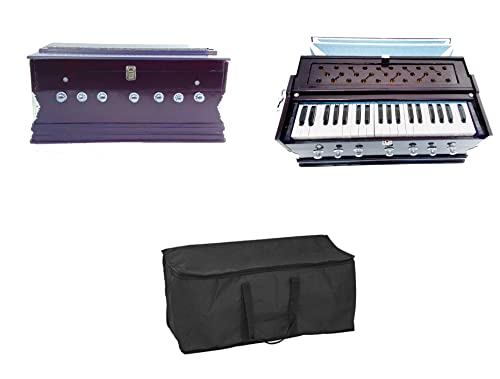 KHALSA MUSICAL Harmonium Beginners |7 Stopper | 3 1/4 Octave | Double Bellow | 39 Keys | 2 Reeds (Bass- Male) |With Cover and free carry bag