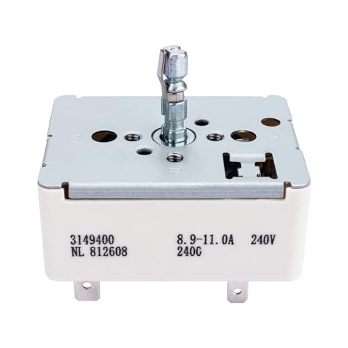 3148954 3148953 3148951 3149400 Range Burner Infinite Control Switch Replacement for Whirlpool Range Switch WP3149400 WP3148954 WP3148953 WP3148951 311858 311859 336989 PS336886 AP3029710 AP3095444