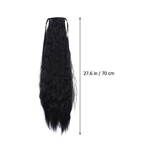 Lurrose 1 peça peruca de cabelo encaracolado de milho comprido fita rabos de cavalo com cordão peruc