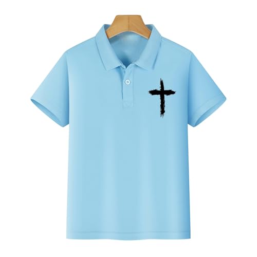 Girls Summer School Uniform Shirts Kids Short Sleeve Golf Collared Polo Shirt Girl Cross Embroidery Casual Tops3