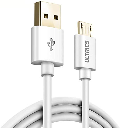 ULTRICS Cable Micro USB 3 Metros, Carga Rápida Macho A a Micro USB 2.0 Alta Velocidad Datos de Sync Cable Cargador Movil Compatible con Samsung Galaxy Note LG OnePlus PS4 Xbox Android y Más u0096 Blanco