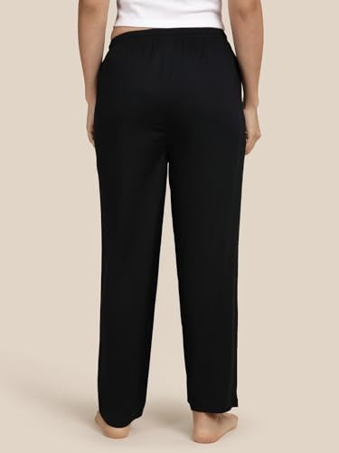 Image of KRYPTIC Women's 100% Pure Cotton Woven Pyjama | Mid Rise Relaxed Fit Full Length Nightwear Pant with Elasticated Drawstring Waistband & Side Pocket | Comfortable Lounge, Sleepwear & Casual Bottom Wear