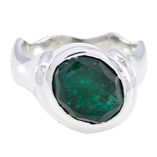 joyas plata gemas genuinas forma ovalada una piedra anillos de jaspe verde facetado - anillo de jaspe verde de plata de ley 925 - nacimiento de agosto leo Cover