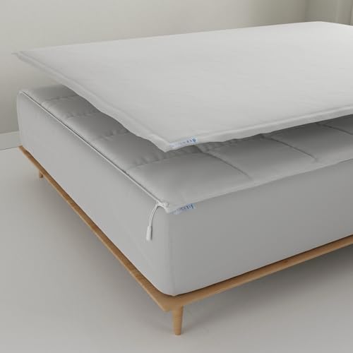 Image of QuickZip Fitted Plus Spare Bundle: 1 Fitted Sheet (Base + Zip Sheet) & 1 Zip Sheet - Easy to Change, Won't Pop Off - Soft Percale 400 TC 100% Cotton - 15 inch Deep Pockets RV King Size - Misty Gray