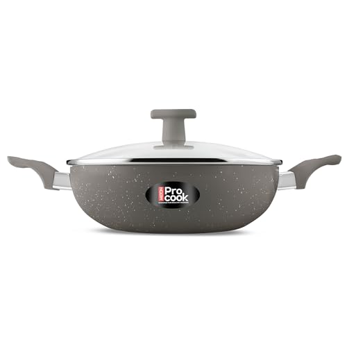 Image of MILTON Pro cook Induction Cookware & Gas Stove Friendly 26cm Ceramic Non-Stick Kadhai with Lid | KFCC South Korean Coating | PFOA & PFAS Free | Fast Heating | Less Oil Cooking | 2Y Warranty | Brown
