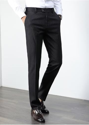 Men's Striped Dress Pants Summer Casual Pinstripe Trousers Slacks Slim Fit Lightweight Classic Work Business Suit Pants3