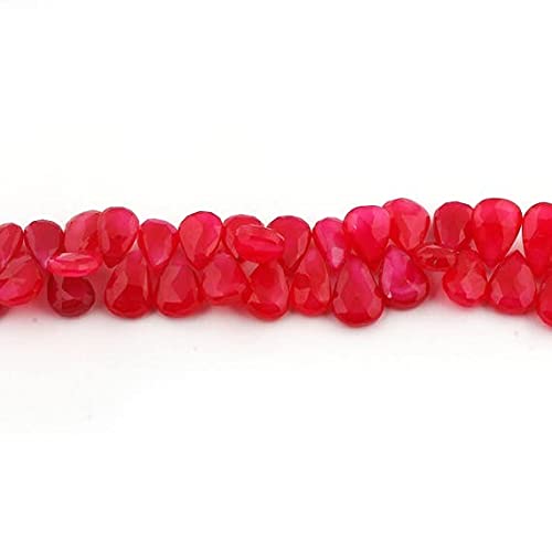 Faceted pear drop beads chalcedony fuchsia pour un cadeau fait main unique