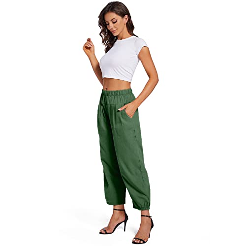 Womens Capri Yoga Pants Wide Leg Loose Comfy Lounge Cropped Capris With Pockets Dark Green Xx-Large #TOP6