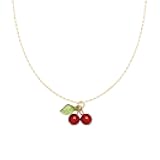 Cute Cherry Pendant Necklaces Faux Pearl Cherry Charms Necklace Kawaii Cherry Fruit Gold Chain Necklaces Fruits Cute Choker for Women Girls