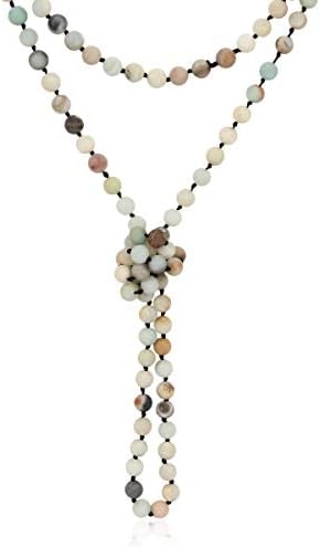 RIAH FASHION Bead Strand Versatile 60″ Long Wrap Necklace – Handmade Knotted Multi Layer Sparkly Crystal, Semi Precious Natural Stone, Lava, Glass Faux Pearl