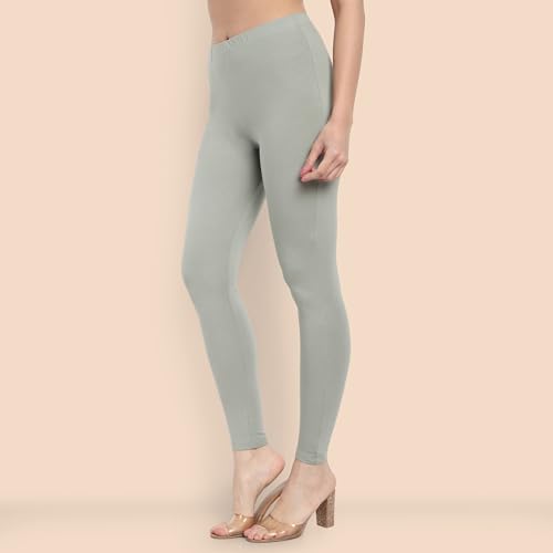 Image of ONE SKY Women Full Length Leggings | Cotton Modal Spandex Blend | High Waist Stretchable & Bio-Washed Fabric | Colour-Lock Technology | Comfortable Leggings for Women