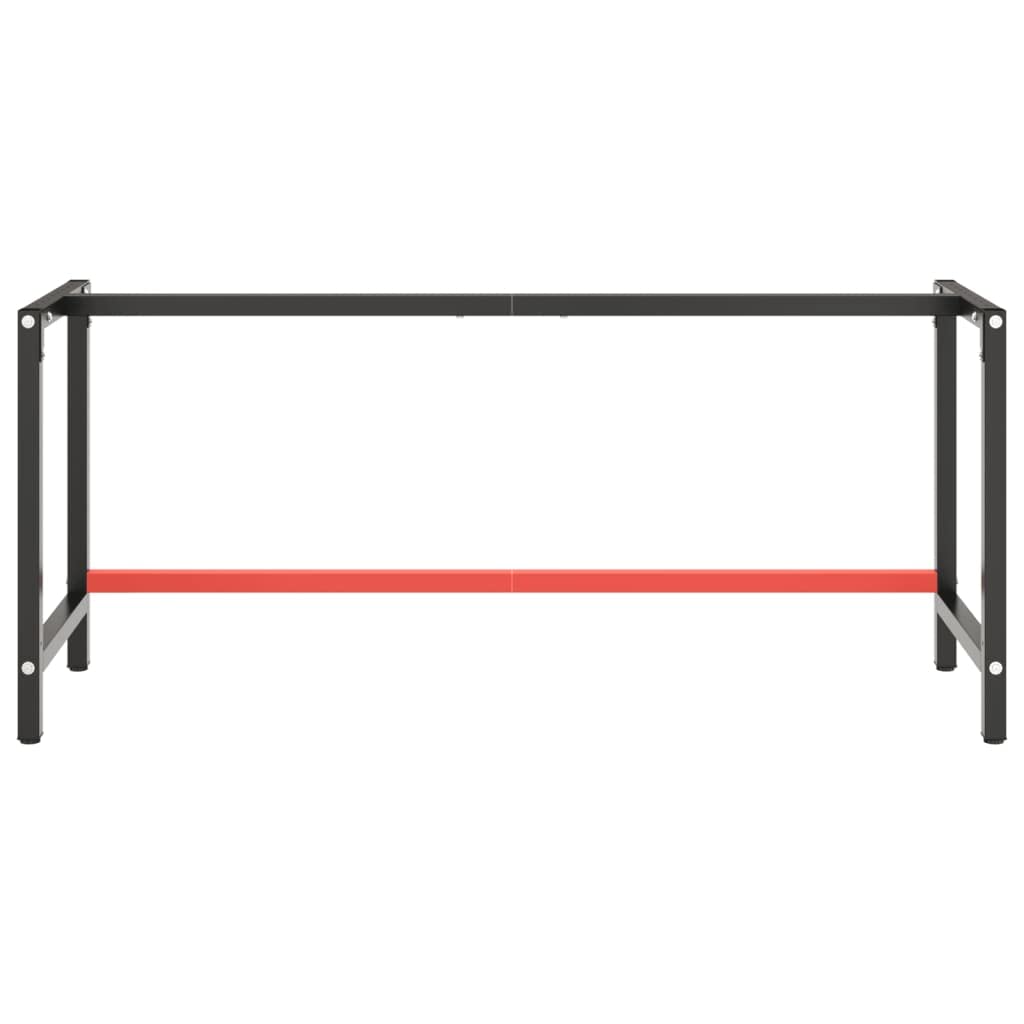 Marco de banco de trabajo (180 x 57 x 79 cm, metal), color negro y rojo mate