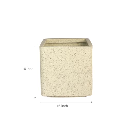 Image of ROTO Box Square Planter Pot Set | Premium LLDPE Outdoor Indoor Plant Pots | Modern Decorative Garden Planters for Home Balcony Office Patio (Dot Cream, 4 - (16X16X16 inch), Set of 1)