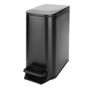 Cesun Small Bathroom Trash Can with Lid Soft Close, Step Pedal, 6 Liter / 1.6 Gallon Stainless Steel Garbage Can with Removable Inner Bucket, Anti-Fingerprint Finish (Matt Black)