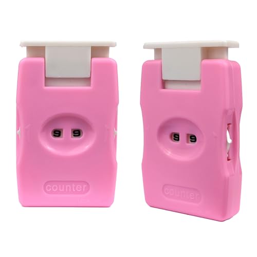 2 Pieces Knitting Counters, Knitting Needle Marking Tool, Plastic Knitting Stitch Counter, Crochet Yarn Row Counter Pink