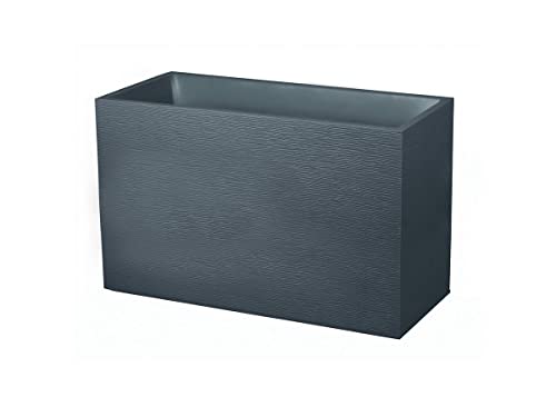 EDA - Muret Graphit 116 L - Décor Imitation Pierre - Double Paroi - Zone de Rétention d'eau - 99,5 x 39,5 x 60 cm - Gris Anthracite
