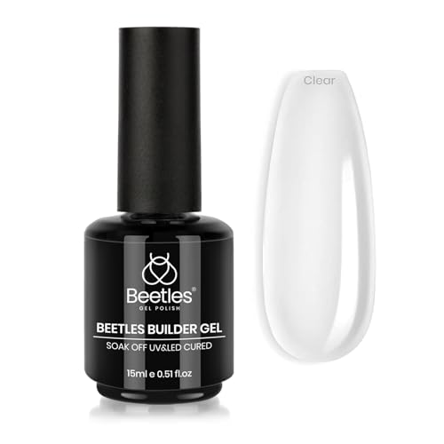 Beetles Builder Gel for Nails,0.51 fl oz Clear 8 in 1 Strengthening, Thickening and Building Instant Apex,Beginners Friendly & DIY Salon Manicure, Gifts for Women, LED & UV Lamp Needed