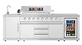 KoolMore KM-OKS-BQHUB Reserve Outdoor Kitchen Island with 6 Grill and a Side Burner, Sink, Storage Cabinet and Beverage Refrigerator, CSA Listed in Stainless-Steel, Stainless Steel