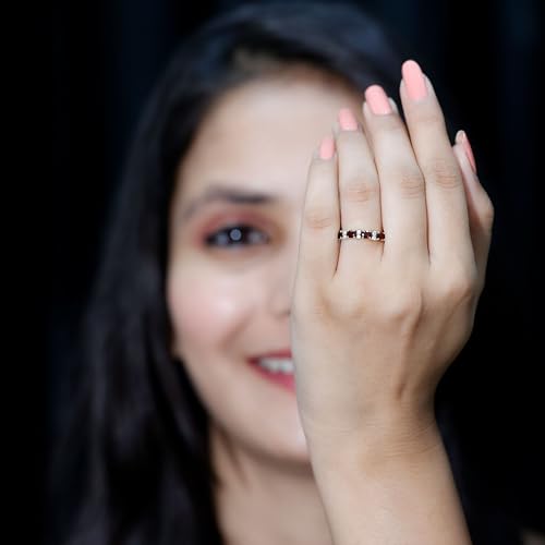 Certified Garnet Moissanite Wedding Band in Silver, AAA Quality, Real Garnet East West Eternity Ring - Ready To Gift3