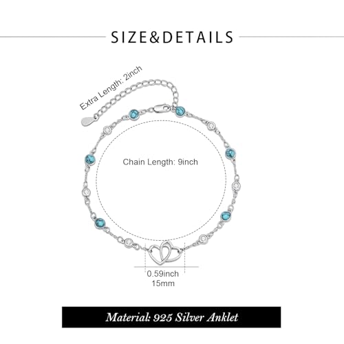 Image of Anklet for Women 925 Sterling Silver Double Infinity Ankle Bracelet Waterproof Summer Jewelry Anniversary Birthday Gifts for Her