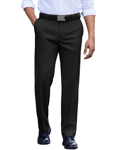 COOFANDY Men's Classic Fit Dress Pants Flat Front Straight Casual Pant Expandable Waist Suit Pant