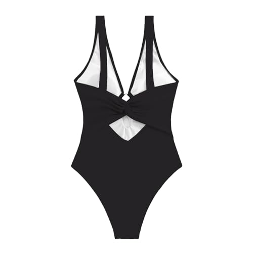 Maillot de bain femme col en V fini les bikinis mal ajustés grâce aux liens rose L