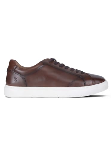 Image of Thomas Crick Men's Theo Genuine Leather Sneakers | Premium Smart Casual Lace-Up Shoes with Cushioned Collar & Anti-Slip Rubber Sole, UK Size 6-11