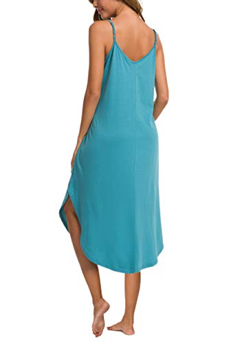 Aviier Nightgowns For Women Sexy Lingerie Dress Soft Full Slips Dresses With Pockets (Lake Blue, Medium) #TOP1