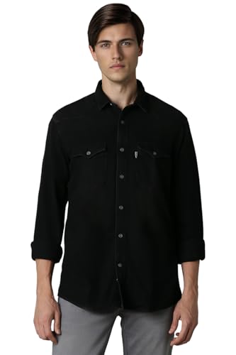 Image of Louis Philippe Men Slim Fit Solid 100% Cotton Casual Shirt