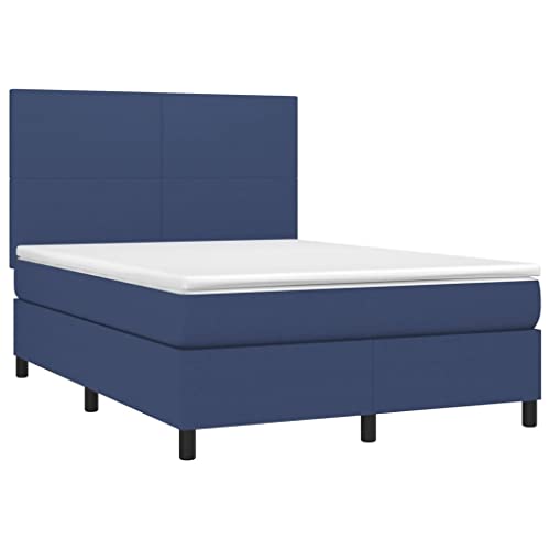 Ziaphsol Boxspringbett mit Matratze, Blau 140x190 cm Stoffbezug, Komfortables Schlafzimmer Möbel Set, Höhenverstellbares Kopfteil, Taschenfederkernmatratze, Mittelharte Unterstützung – Bild 5