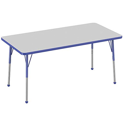 FDP 30" x 60" Rectangle Table with Ball Glide Legs - Gray/Blue, 10024-GYBL
