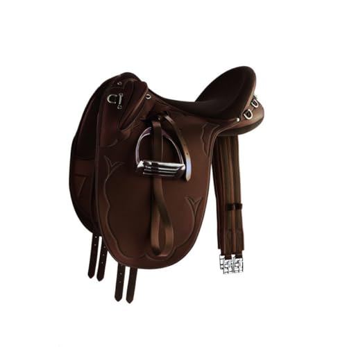 AD Saddlery Australian Stock Horse Saddle English Leather Collection Youth Stockman Bush Rider, Without Horn Hornless Over Girth Under Girth Equestrian Outrider Poly Outback Poley,M08 (18)