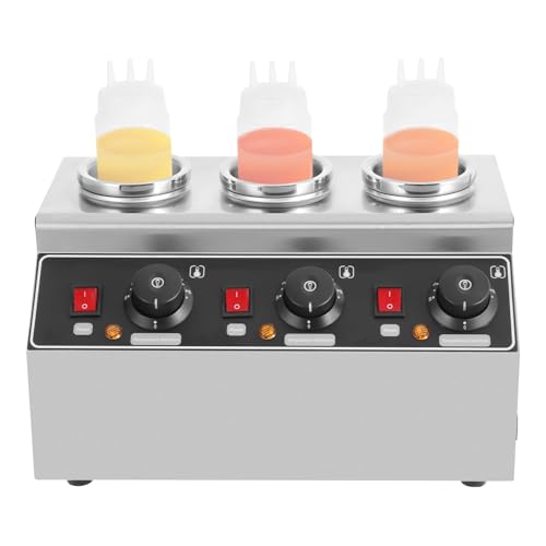 Electric Sauce Bottle Warmer, 0.68L x 2 Commercial Hot Fudge Warmer, Double Bottles Nacho Cheese Warmer, 86-176? Sauce Warmer Dispenser, Hot Chocolate Warmer Dispenser for Home Hotel Snack Bars