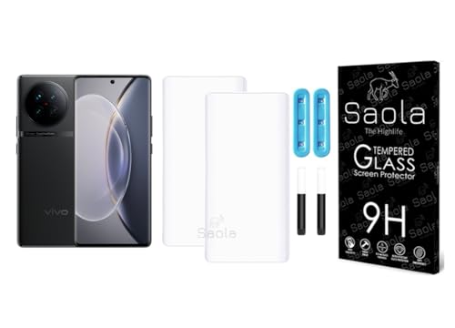 Image of Saola Curved UV Tempered Glass For Vivo X90. Comes With UV Light & Glue For Finest Pasting. Edge To Edge Protection With Case Friendly Fit. (Pack Of 2)