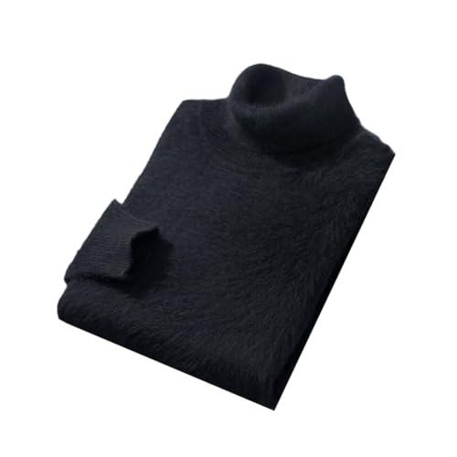 Men's High Neck Knit Sweater Fleece Blend Warm Loose Fit Long Sleeve Casual Winter Pullover Jumper