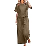 Chándal Mujer Completo Verano Original 2026 Moda Conjunto de 2 Piezas Cintura Alta Pantalon Y Blusa Color Sólido Suave Y Cómodo Vacaciones Ropa De Deportivo Diarios Vacaciones Playa