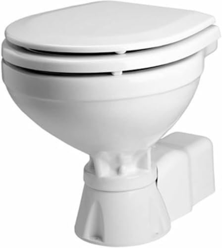 Inodoro marino eléctrico compacto y silencioso Johnson Pumps AquaT Compact Silent Electric Marine Toilet, 12 V, color blanco, material porcelana vítreo